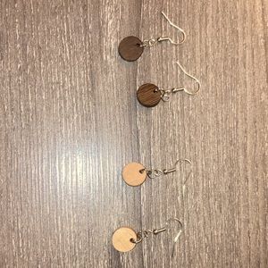 Brown and cream wooden earrings